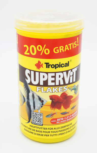Supervit Flakes Hauptfutter für Zierfische 8 farbig
